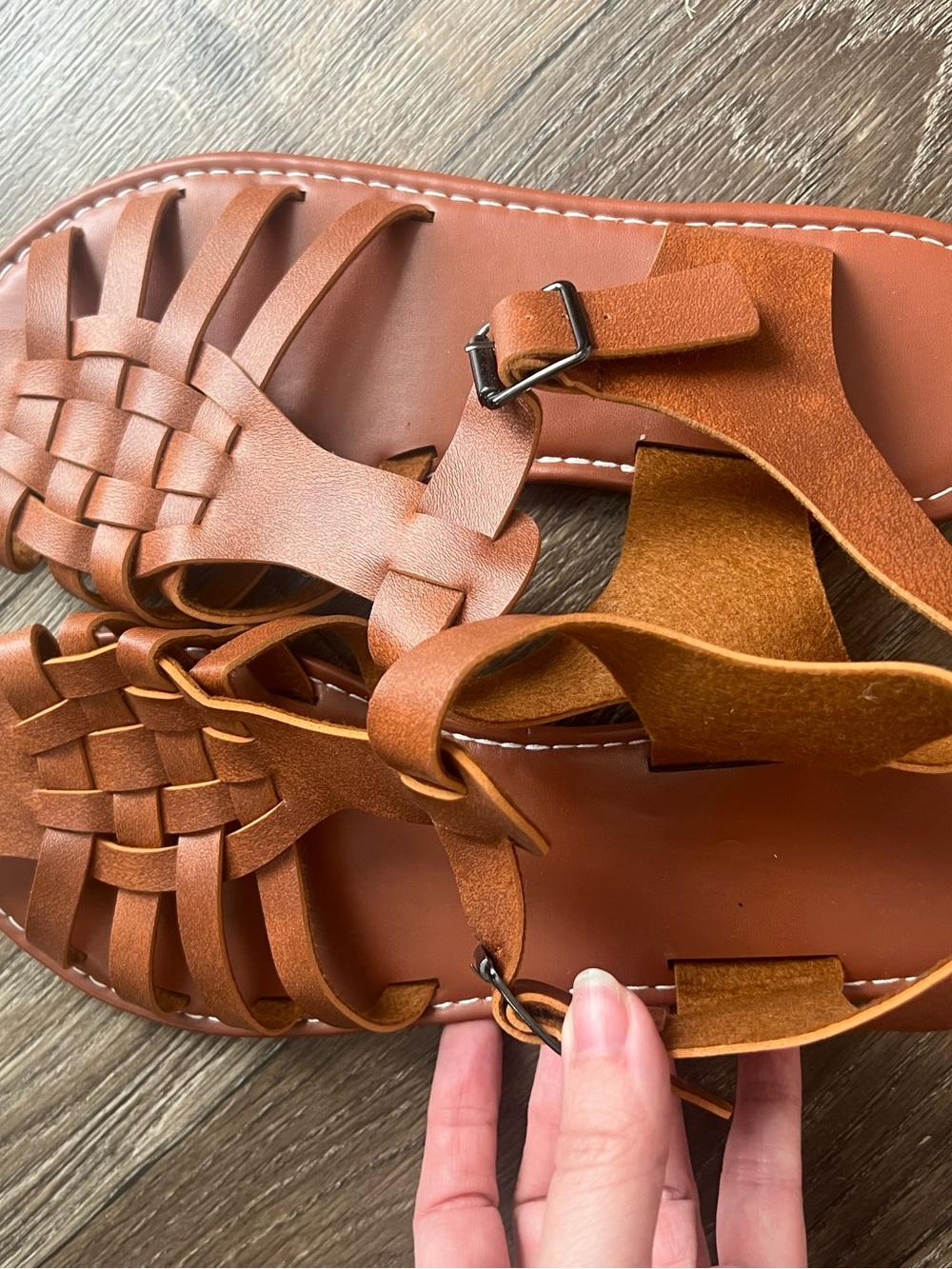 Women's Braided Leather Sandals - Tan